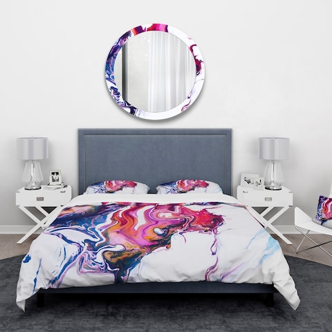 Designart 'Purple, Pink and Blue Marble Composition' Mid-Century Modern Bedding Set - Duvet Cover & Shams