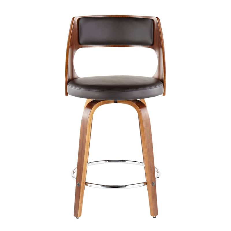 Carson Carrington Alingsas Mid-century Modern Counter Stool (Set of 2) - Brown Faux Leather/Walnut/Chrome