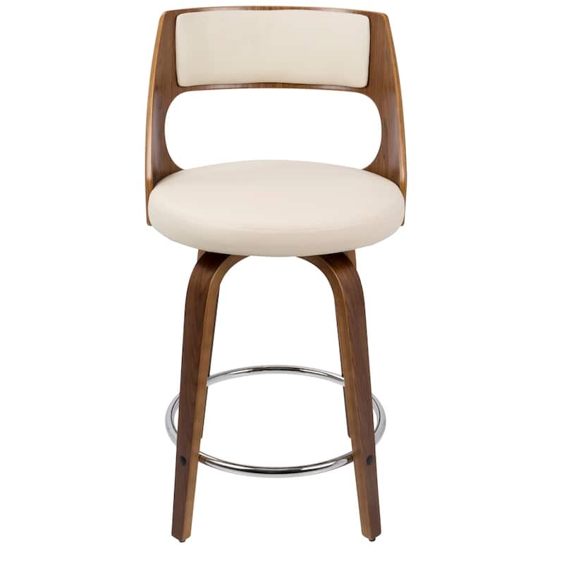 Carson Carrington Alingsas Mid-century Modern Counter Stool (Set of 2) - Cream Faux Leather/Walnut/Chrome