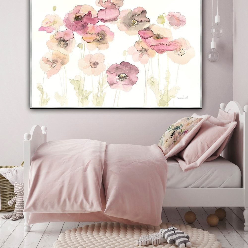 Shop Delicate Poppies Framed Canvas Wall Art Overstock 24241812