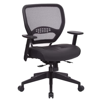 Black Bonded Leather Seat Office Chair with Adjustable Angled Arms