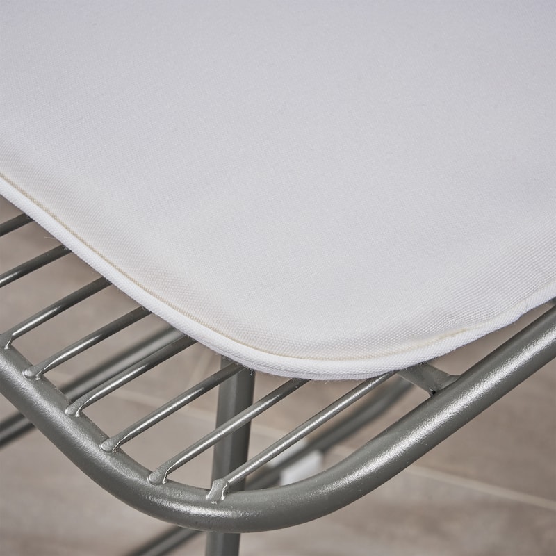 Niez Outdoor Wire Counter Stools with Cushions (Set of 2) by Christopher Knight Home
