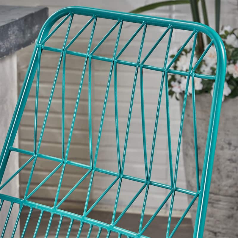 Niez Outdoor Wire Counter Stools with Cushions (Set of 2) by Christopher Knight Home