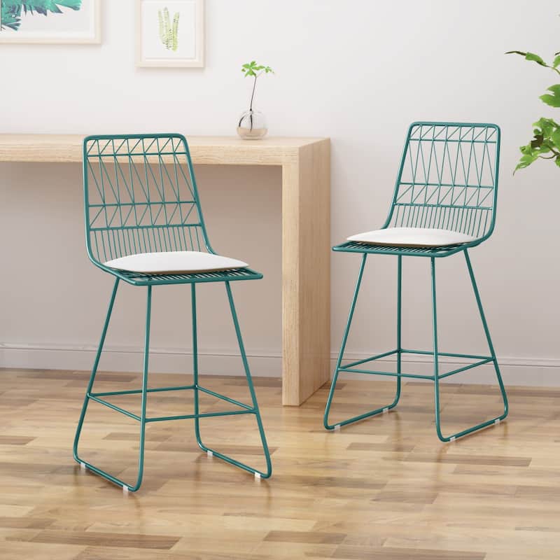Walcott Indoor Wire Counter Stools with Cushions (Set of 2) by Christopher Knight Home