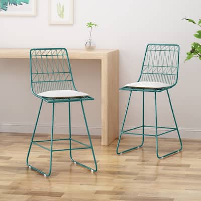 Walcott Indoor Wire Counter Stools with Cushions (Set of 2) by Christopher Knight Home
