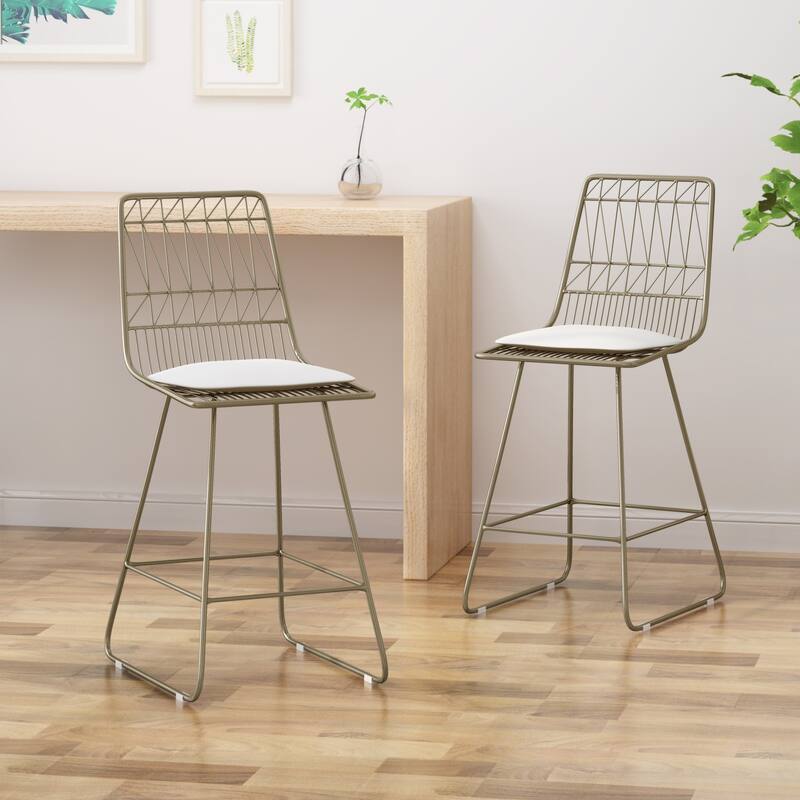 Walcott Indoor Wire Counter Stools with Cushions (Set of 2) by Christopher Knight Home