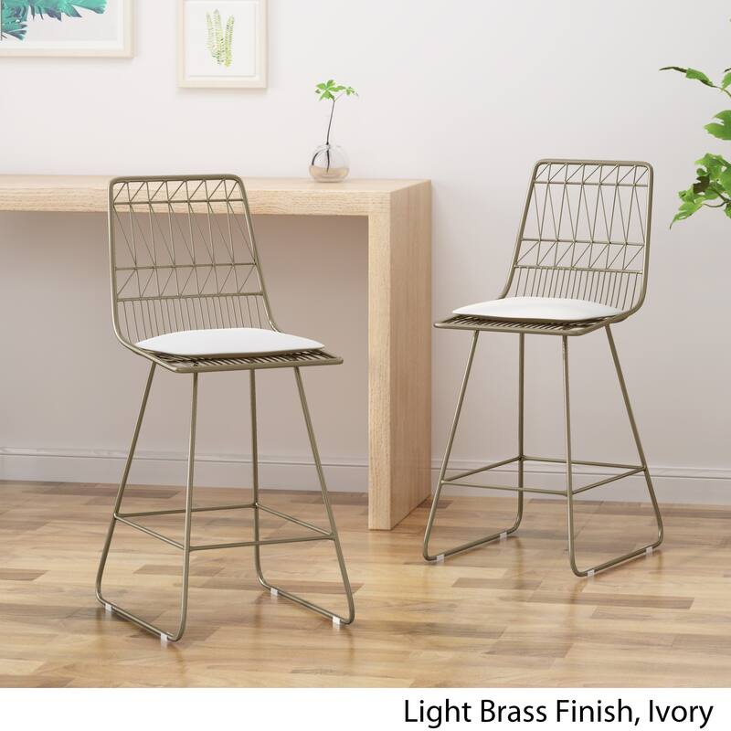 Walcott Indoor Wire Counter Stools with Cushions (Set of 2) by Christopher Knight Home