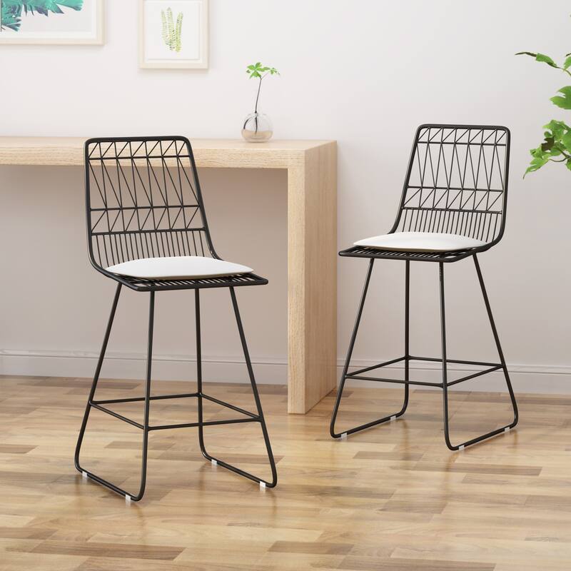 Walcott Indoor Wire Counter Stools with Cushions (Set of 2) by Christopher Knight Home
