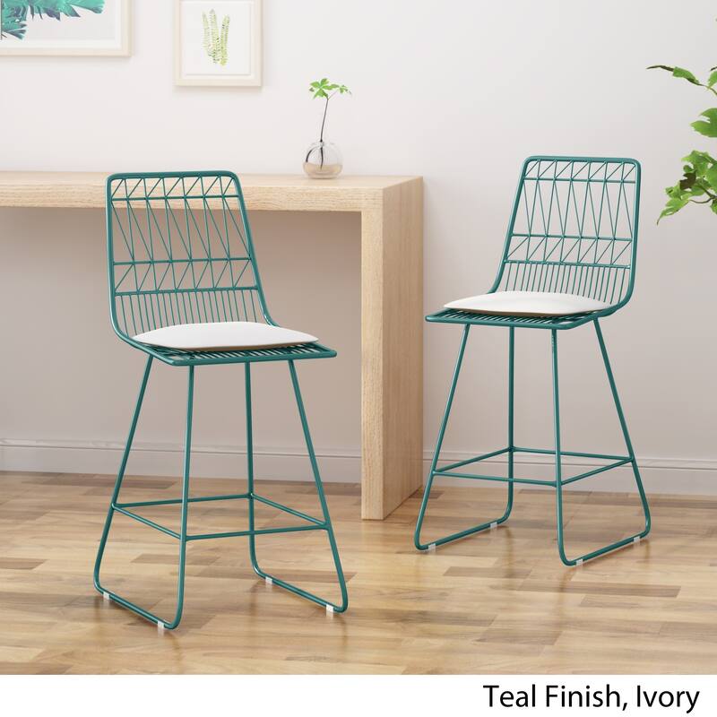 Walcott Indoor Wire Counter Stools with Cushions (Set of 2) by Christopher Knight Home