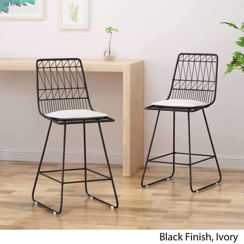 Walcott Indoor Wire Counter Stools with Cushions (Set of 2) by Christopher Knight Home