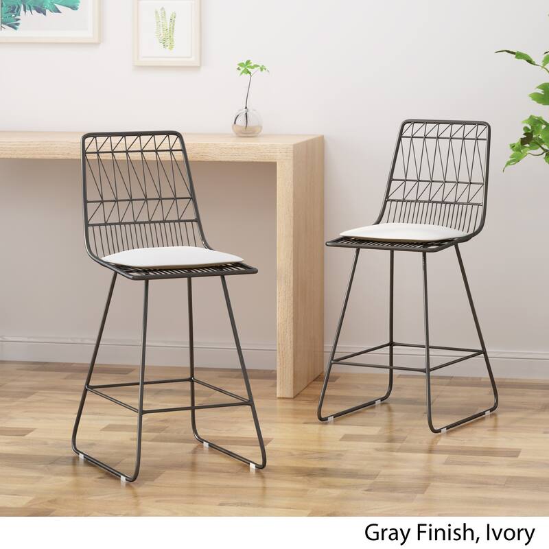 Walcott Indoor Wire Counter Stools with Cushions (Set of 2) by Christopher Knight Home