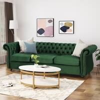 Somerville Chesterfield Tufted Jewel Toned Velvet Sofa with Scroll Arms by Christopher Knight Home