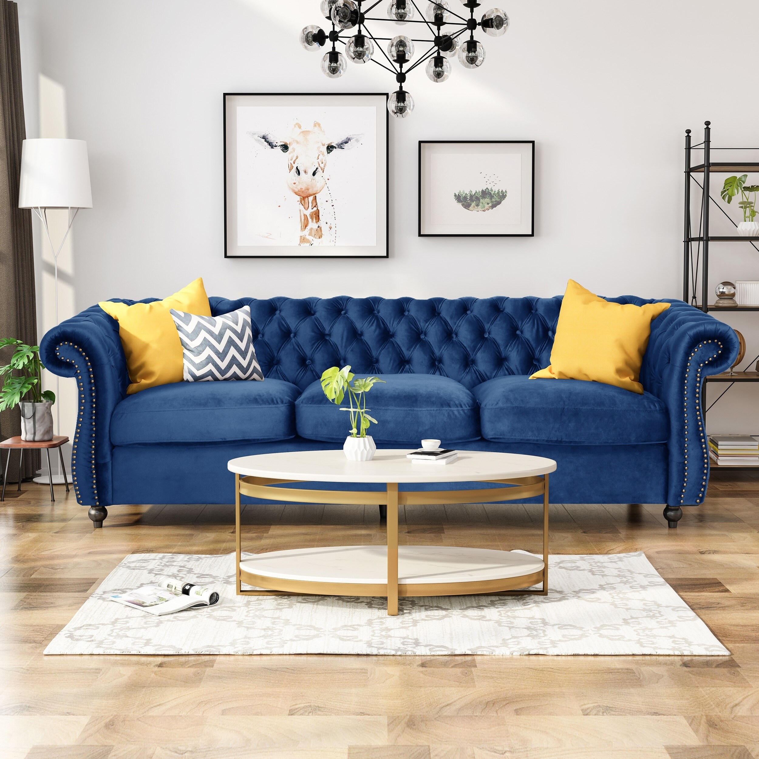 Shop Somerville Chesterfield Tufted Jewel Toned Velvet Sofa With