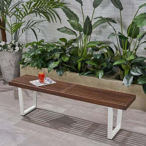 Fresno Outdoor Acacia Wood Dining Bench by Christopher Knight Home
