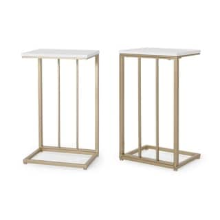 Christopher Knight Homebaywinds Modern C Side Table Set Of 2 By Christopher Knight Home White Champagne Gold Dailymail