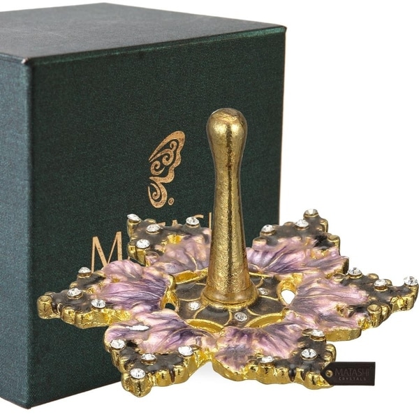 Matashi Hand-Painted Purple Grapes Spinning Dreidel Holiday Ornaments (Pewter) Elegant Jewish Decor Hanging Decoration