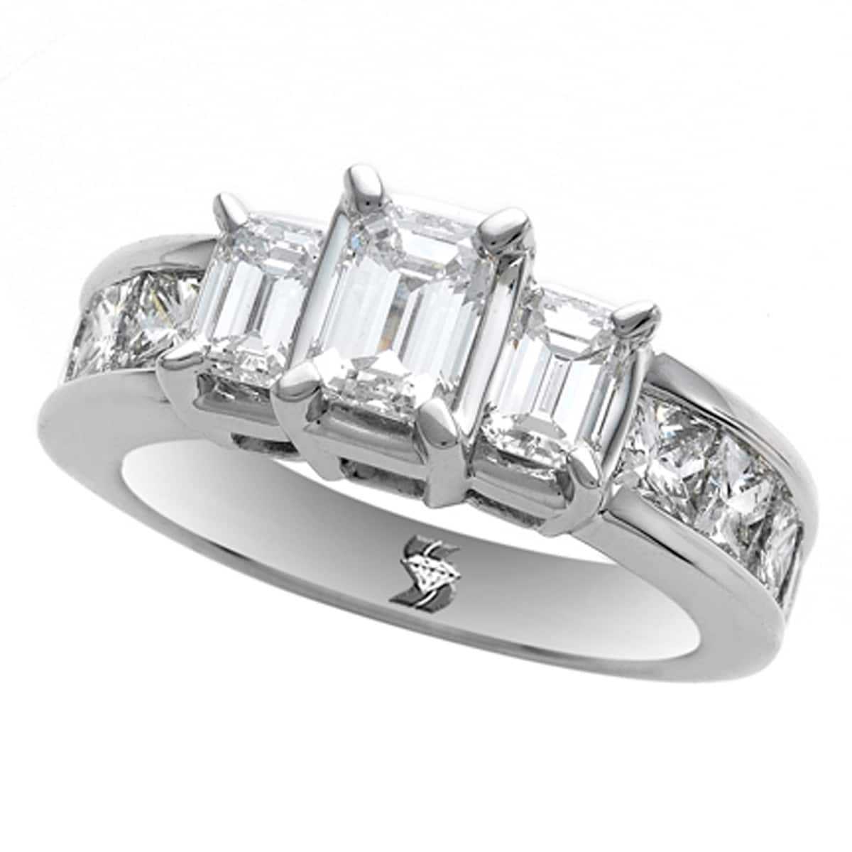 Certified 2.50 Ct White Emerald Cut Diamond Engagement Ring 14K White Gold