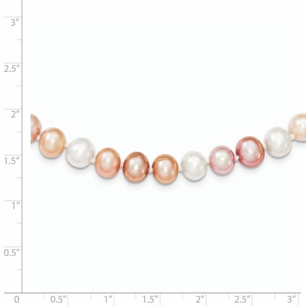 Sterling Silver 18in W// Rhodium-plated 7-8mm Coffee Freshwater Cultured Rice Pearl Necklace