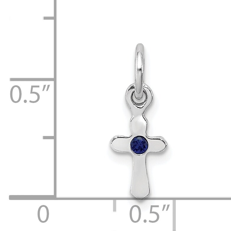 925 Sterling Silver Rhodium Plated Childs Preciosca Crystal Apr Cross Shaped Pendant
