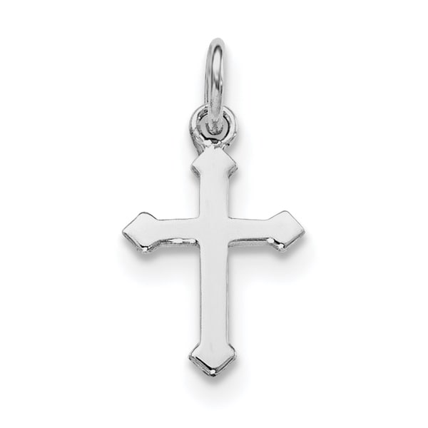 Sterling Silver Rhodium-plated Child's Polished Cross Pendant with 18-inch Cable Chain by Versil. Opens flyout.