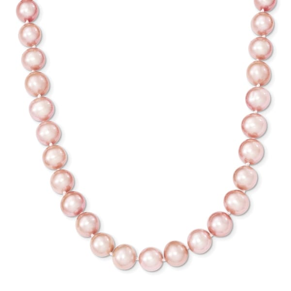 Versil Sterling Silver Rhodium-plated 9-10mm Pink Freshwater Cultured Pearl Necklace