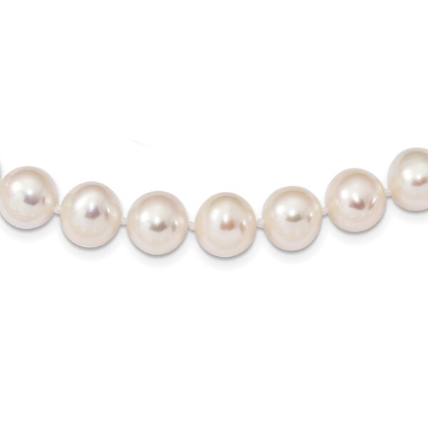 Versil Sterling Silver Rhodium-plated 9-10mm White Freshwater Cultured Pearl Necklace