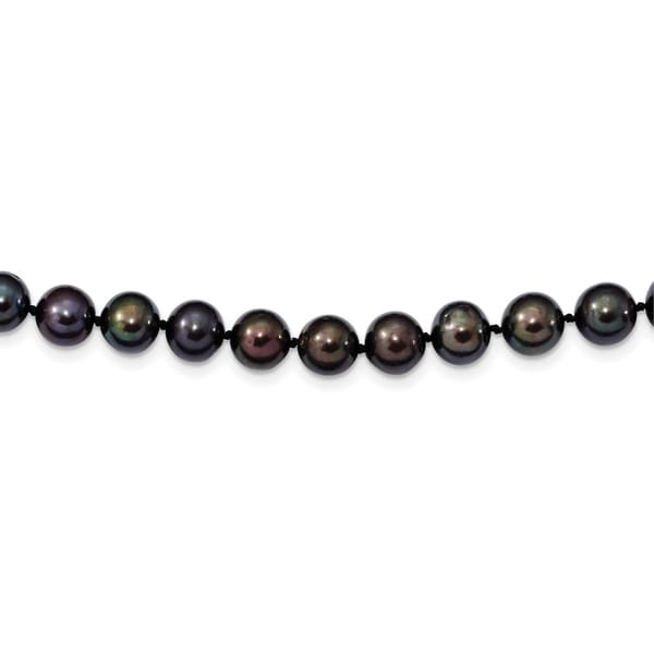 Versil Sterling Silver Rhodium-plated 8-9mm Black Freshwater Cultured Pearl Necklace