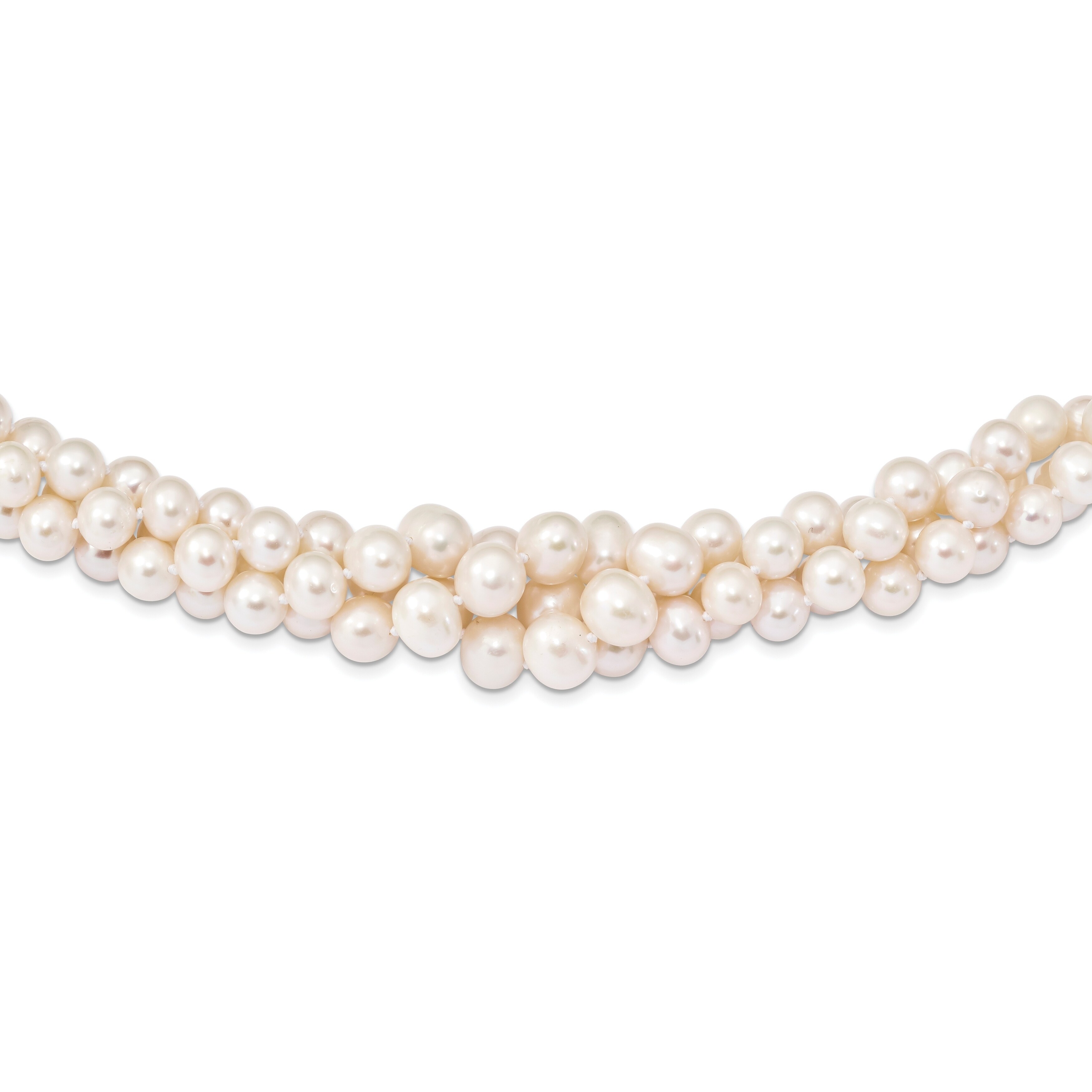 Sterling Silver Rhodium Plated 11mm-12mm White Freshwater Cultured Pearl Necklace and Bracelet Set
