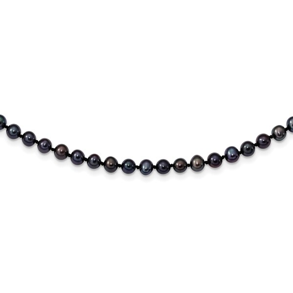 Versil Sterling Silver Rhodium-plated 4-5mm Black Freshwater Cultured Pearl Necklace