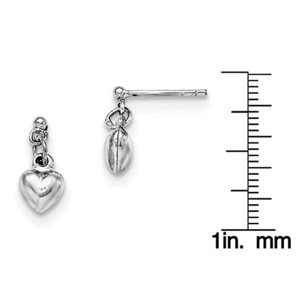 925 Sterling Silver Rhodium-plated Polished 6mm Pink Heart CZ Post Earrings