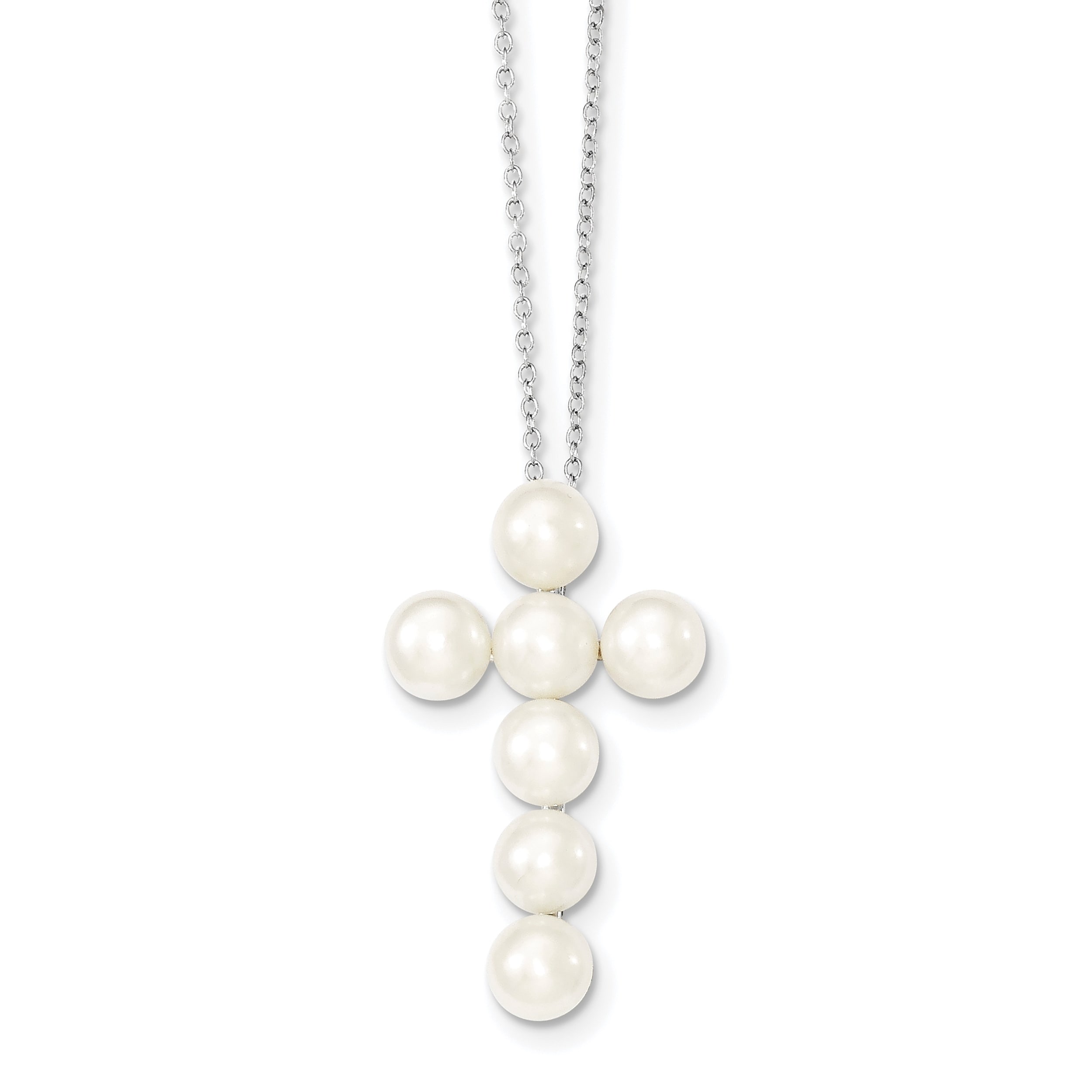 Beautiful Sterling silver 925 sterling Sterling Silver Rhodium-plated FW Cultured Pearl Diamond Pendant
