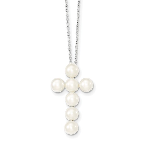 6-7MM WHITE Cultured FRESHWATER RICE PEARL NECKLACE 17/" silver clasp