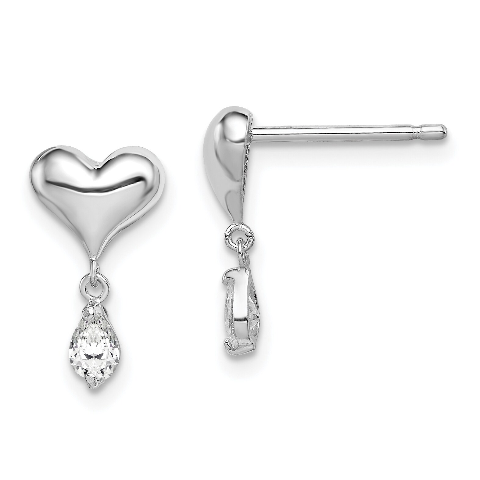Sterling Silver Rhodium-plated Polished CZ Butterfly Children Hoop Earrings