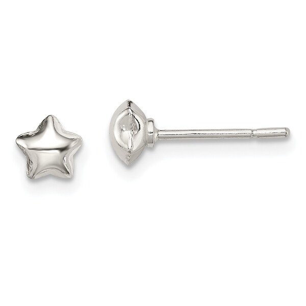 Sterling Silver High Polished Solid Star Post Earrings by Versil