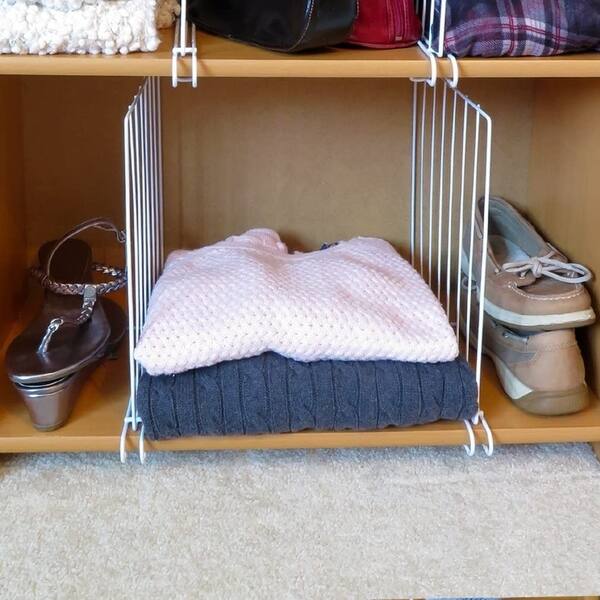 Evelots Closet Wood Shelf Divider-New Extra Brackets for Stability-Steel-Set//8