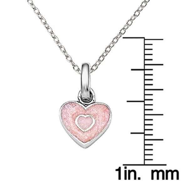 Sterling Silver Enameled /& Polished Heart Necklace 18in long