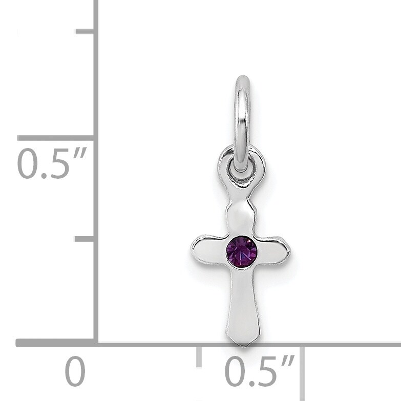 Sterling Silver Rhodium Plated Childs Preciosca Crystal Feb Heart Earrings