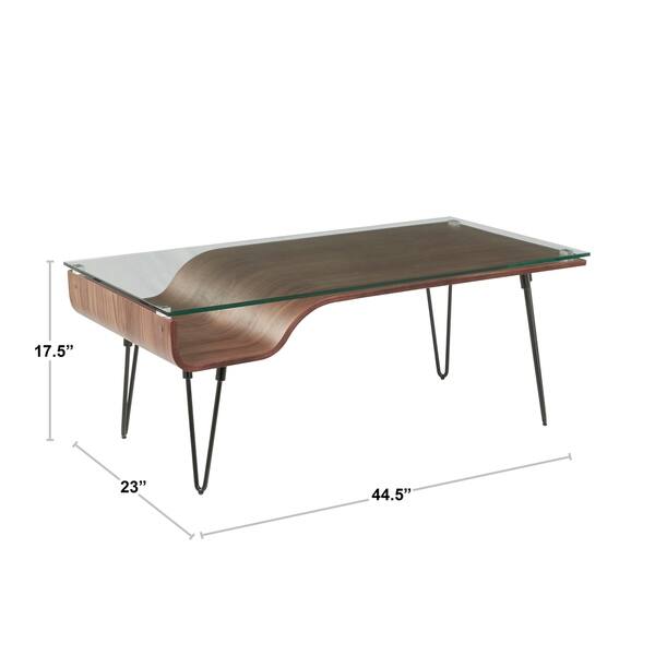 Carbon Loft Ali Coffee Table with Glass Top and Wood Nook