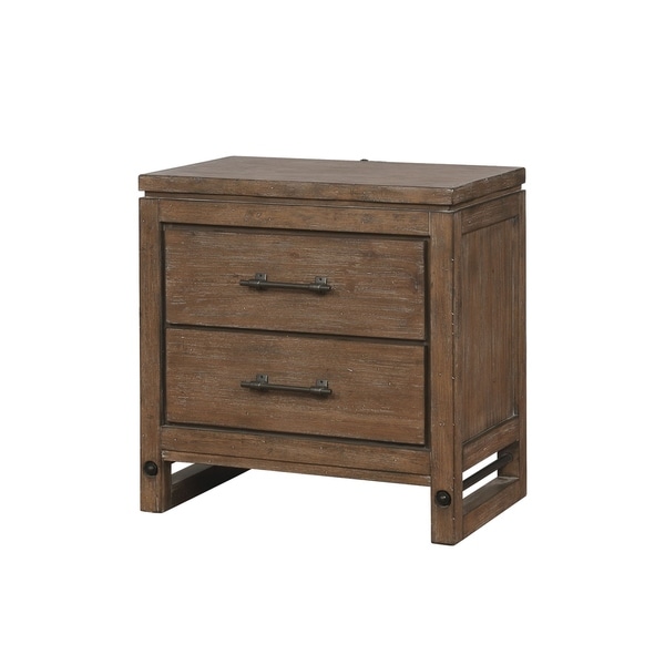 Shop Round Rock Rustic Nightstand -Usb/Led - Free Shipping ...