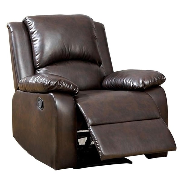 Williams Import Oxford Rustic Dark Brown Leatherette Transitional Recliner