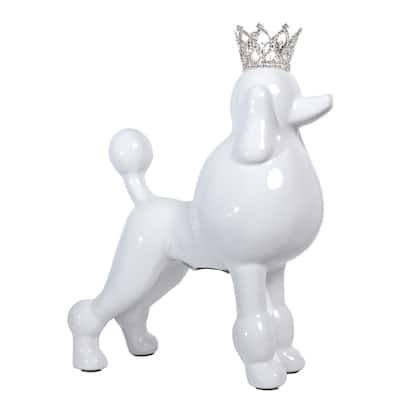 Interior Illusions Plus White Poodle with Tiara Bank - 10.5" tall