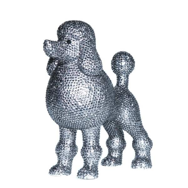 slide 2 of 2, Interior Illusions Plus Graphite Rhinestone Poodle Decoration - 11" tall