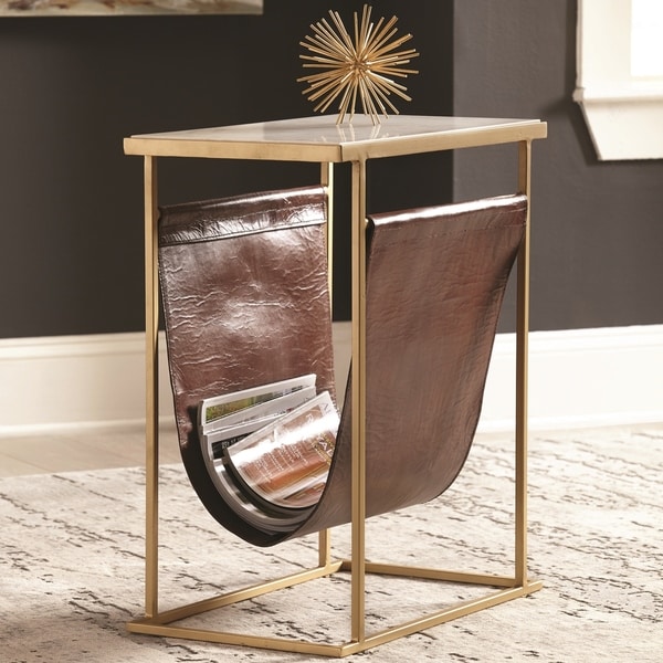 Shop Modern Brass Design Marble Top Accent End Table with 