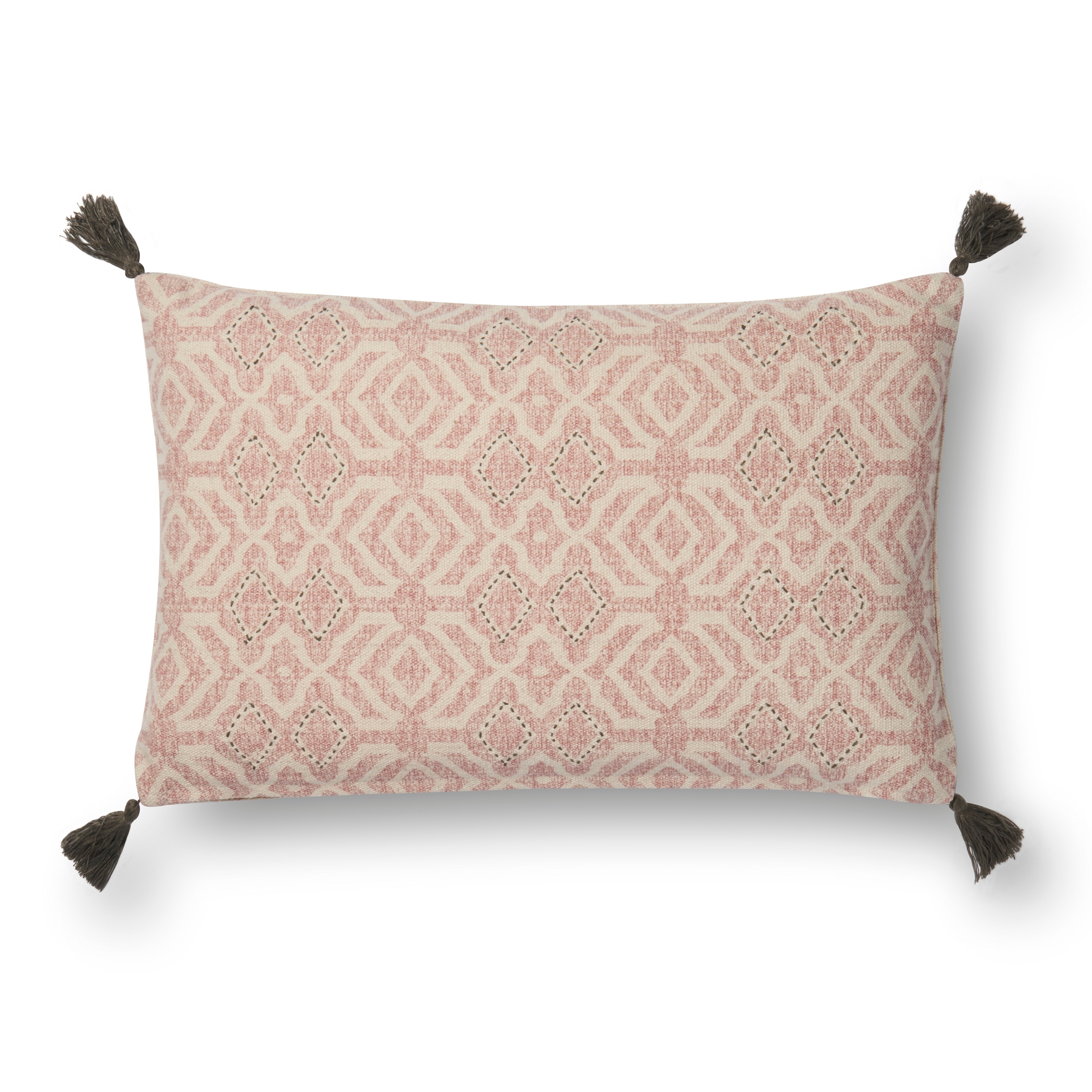 Contemporary Geometric Embroidered Cotton 13 x 21 Pillow Cover