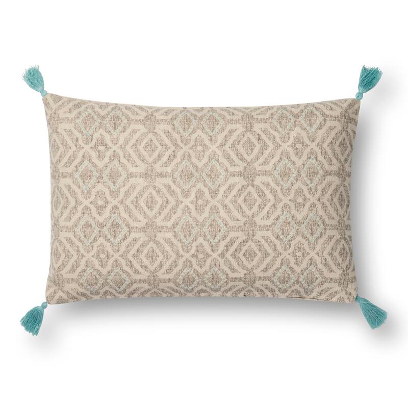 Contemporary Geometric Embroidered Cotton 13 x 21 Pillow Cover