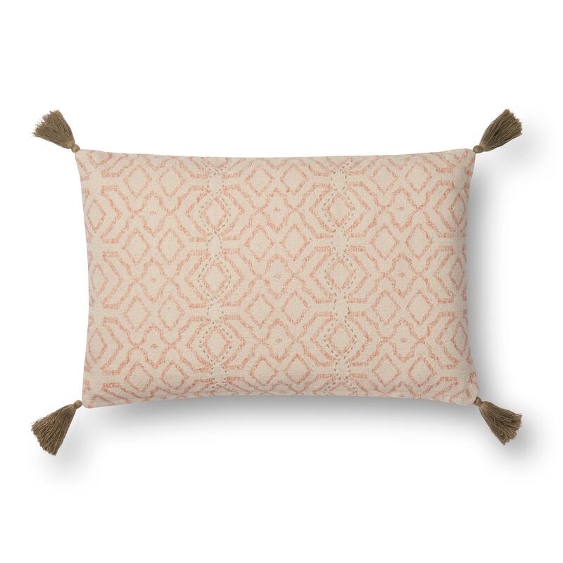 Contemporary Geometric Embroidered Cotton 13 x 21 Pillow Cover