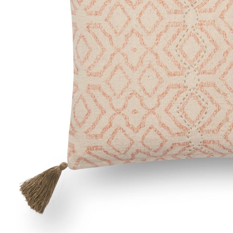 Contemporary Geometric Embroidered Cotton 13 x 21 Pillow Cover