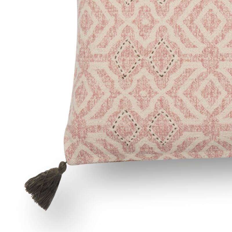 Contemporary Geometric Embroidered Cotton 13 x 21 Pillow Cover