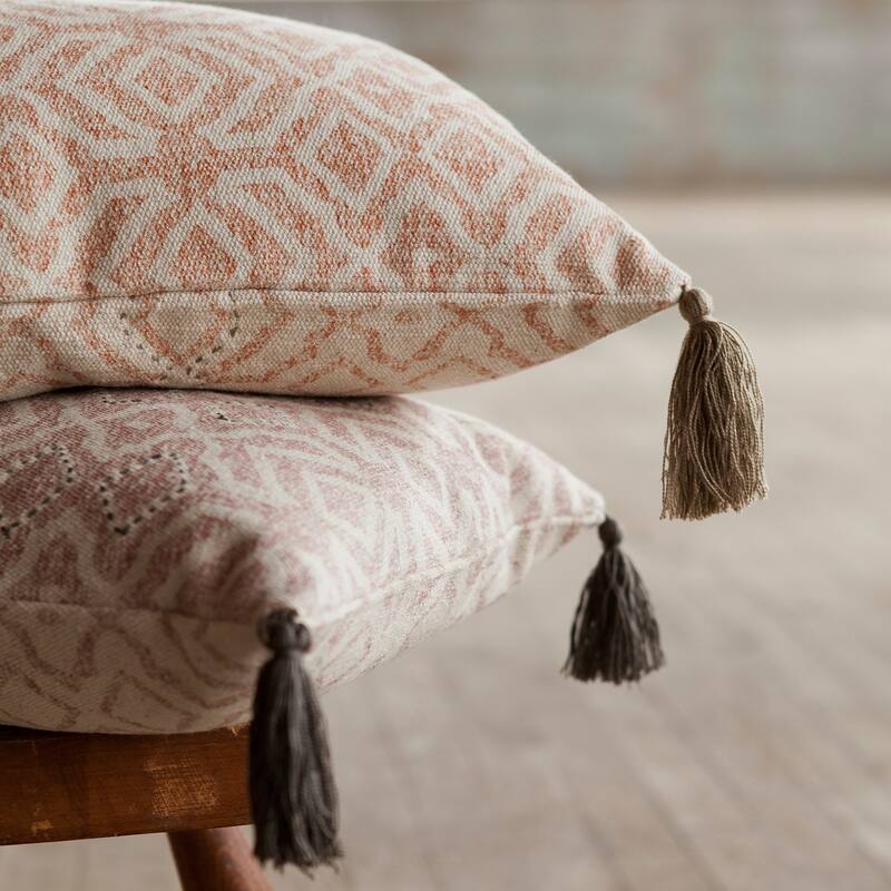 Contemporary Geometric Embroidered Cotton 13 x 21 Pillow Cover