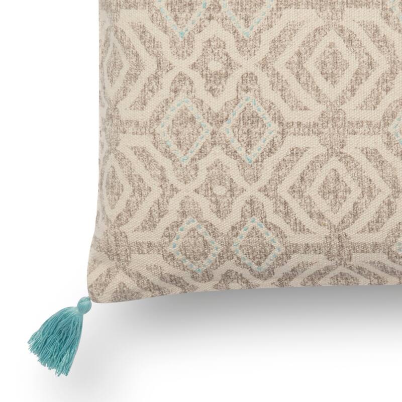 Contemporary Geometric Embroidered Cotton 13 x 21 Pillow Cover